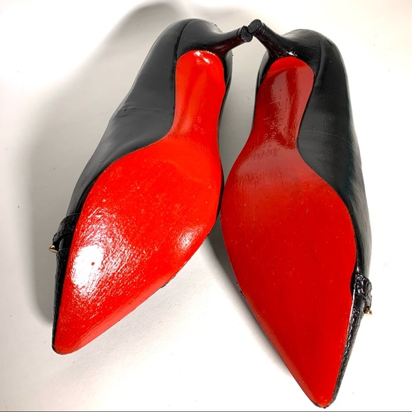 Coach Black Lauri Pointed Toe Red Bottom Heels 5.5 - Picture 3 of 10